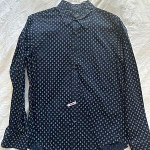 Club Monaco Navy, Anchor Print Shirt, M- Slim Fit